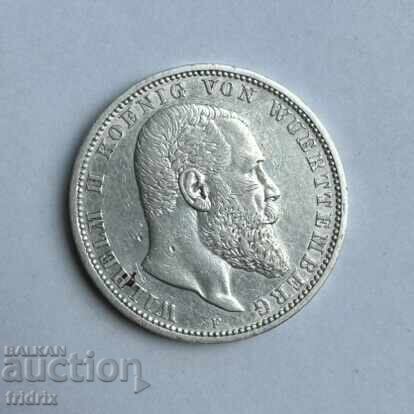 Germania Württemberg 5 mărci / Imperiul German 5 mărci 1901 F