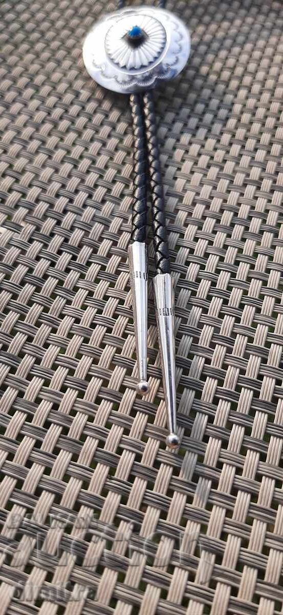 Auction Silver Bolo Tie with Turquoise Auction Silver Bolo Tie with Turquoise