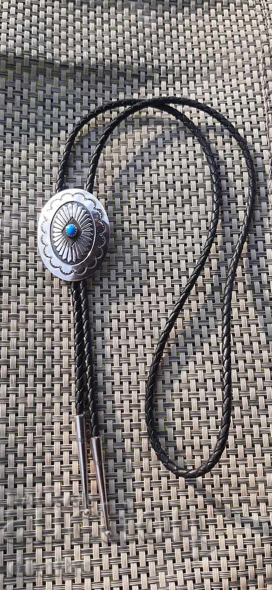 Silver Bolo Tie with Turquoise Silver Bolo Tie with Turquoise