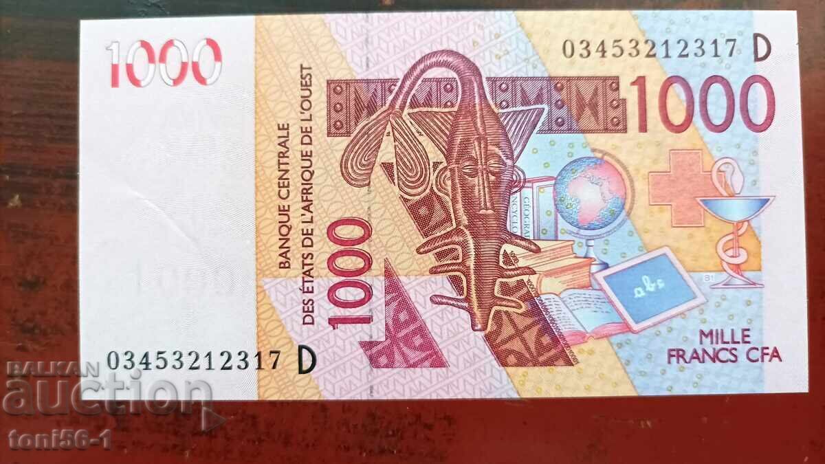 Мали 1000 франка 2011 UNC Мали 1000 франка 2011 UNC