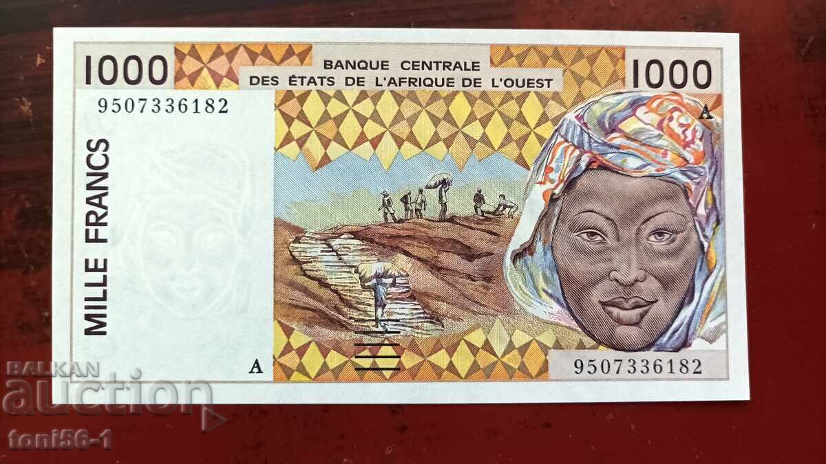 Ivory Coast - Côte d'Ivoire 1000 Francs 2002 UNC Ivory Coast - Côte d'Ivoire 1000 Francs 2002 UNC