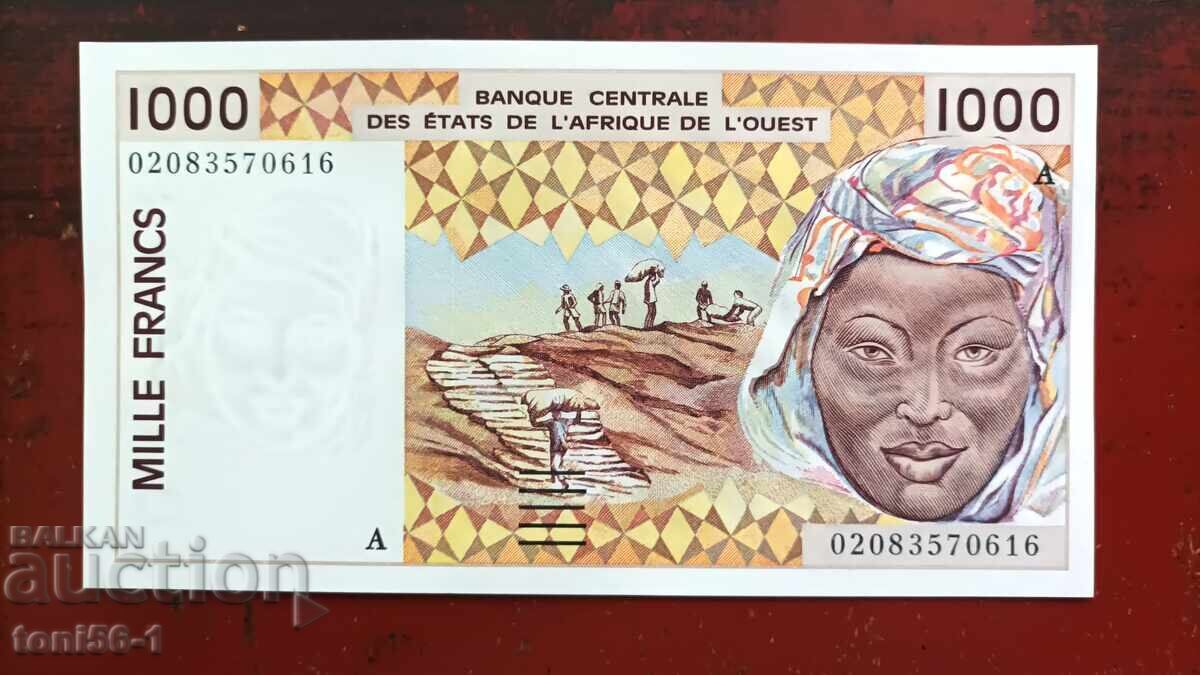 Coasta de Fildeș 1000 franci 2002 UNC