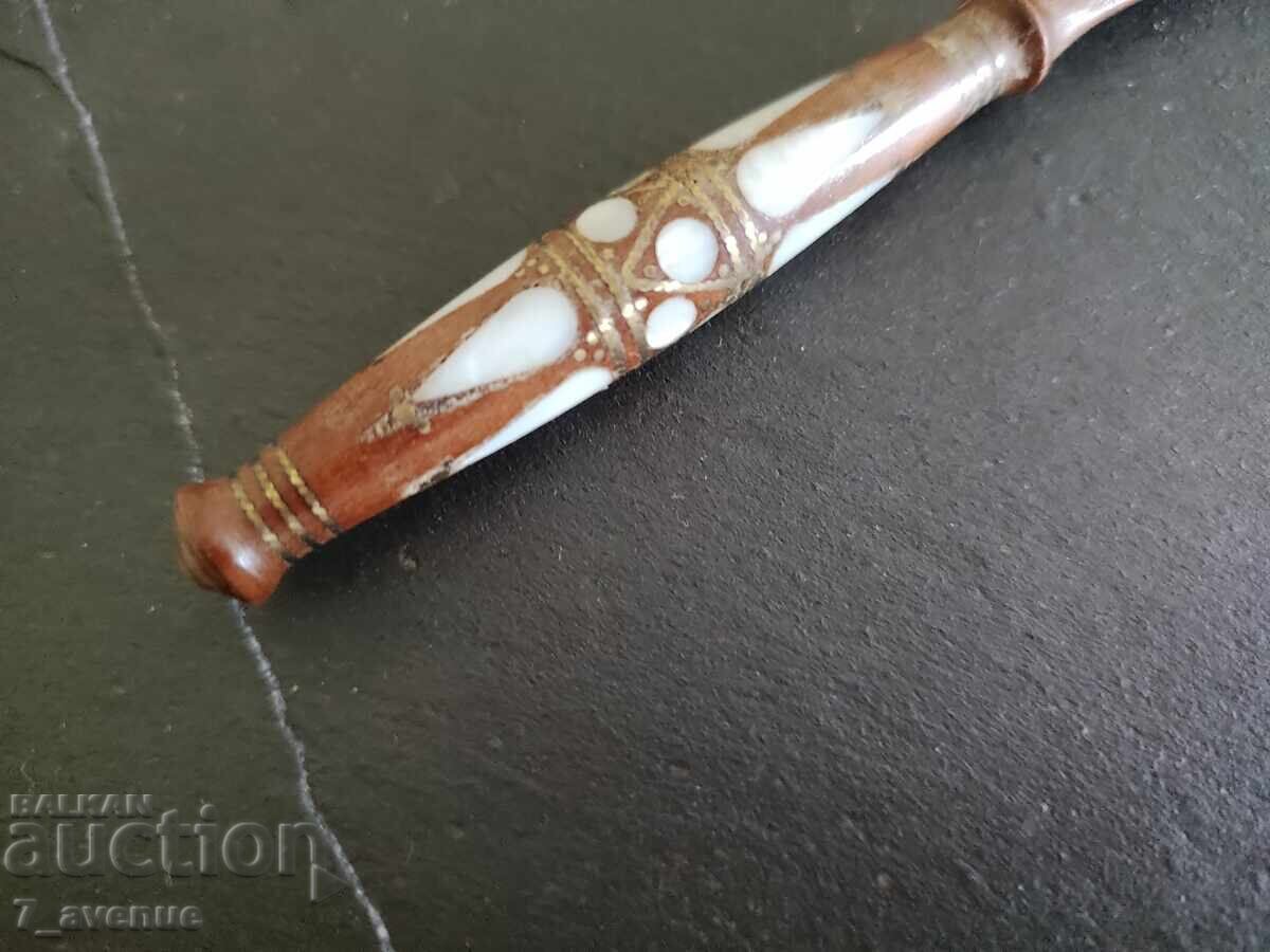 Letter opener, noble wood, mother-of-pearl, bronze 28.06.25