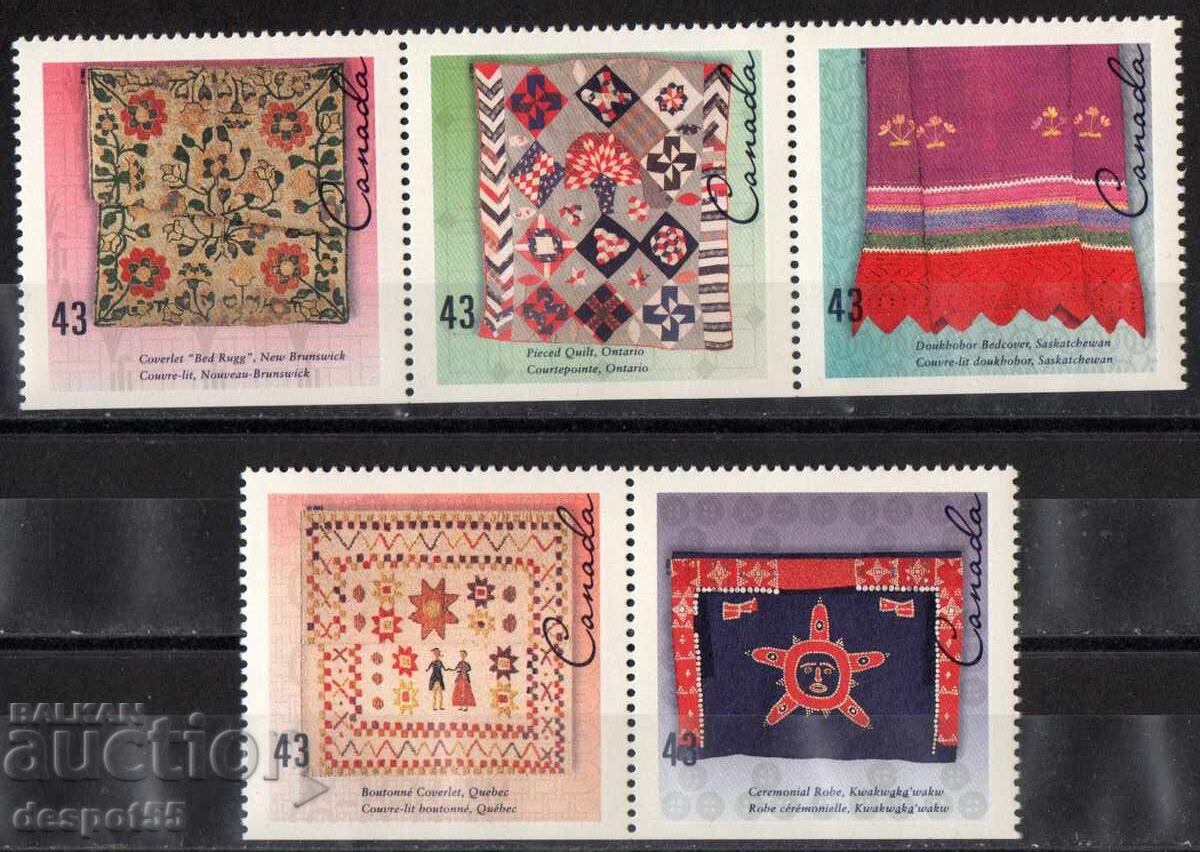 1993. Канада. Ръчно изработен текстил - Различна перфорация.