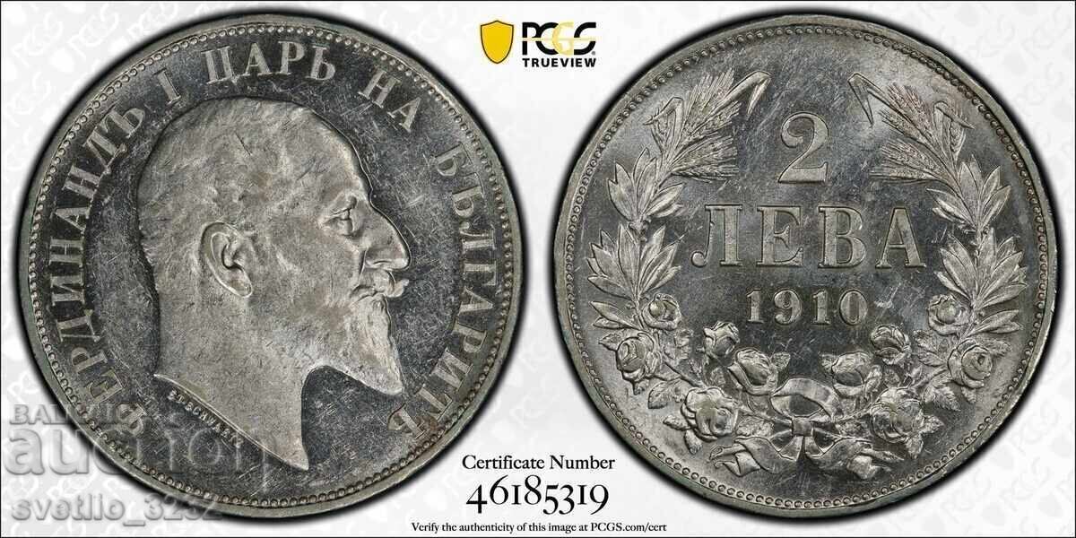 2 Leva 1910 AU 58 PCGS