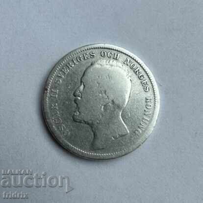 Σουηδία 1 κορώνα ασήμι / Sweden 1 κορώνα 1898 ZH με τιμή 22.00 BGN | € 11.25