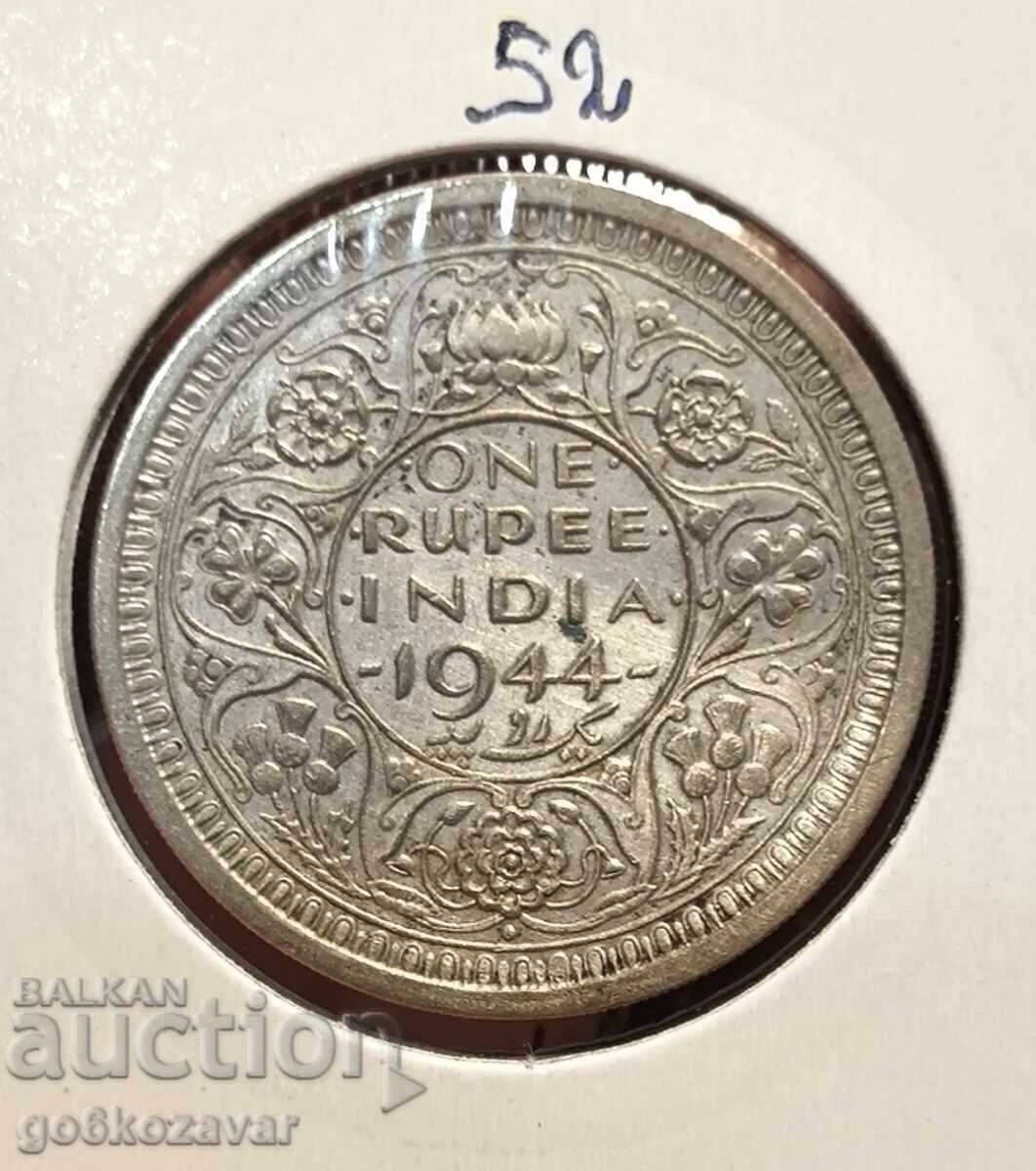 Licitație India Britanică 1 rupie 1944 Argint ! Licitație India Britanică 1 rupie 1944 Argint !
