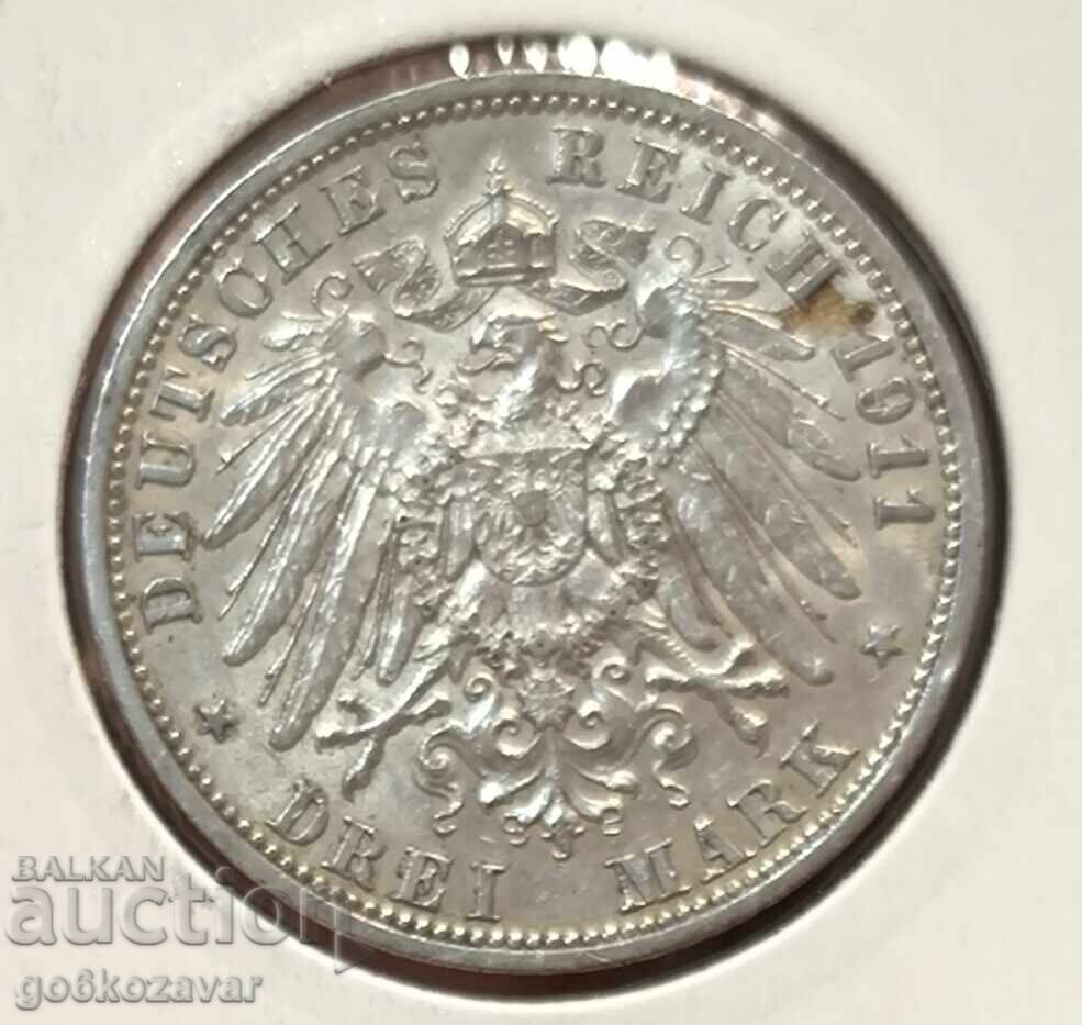 Germania Prusia 3 timbre 1911 Argint! Germania Prusia 3 timbre 1911 Argint!
