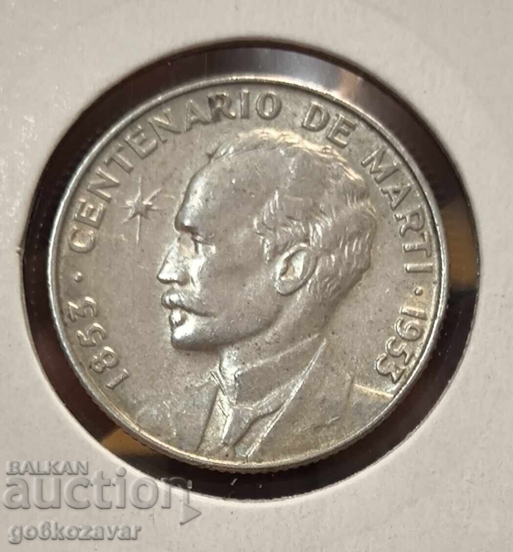 Cuba 25 Centavos 1953 Silver!