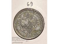 Австрия 20 кройцера 1831г Сребро !