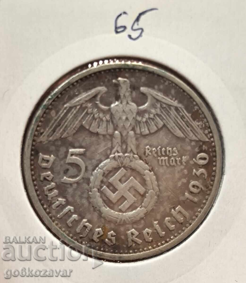 Германия трети райх 5 марки 1936г Сребро ! G Германия трети райх 5 марки 1936г Сребро ! G