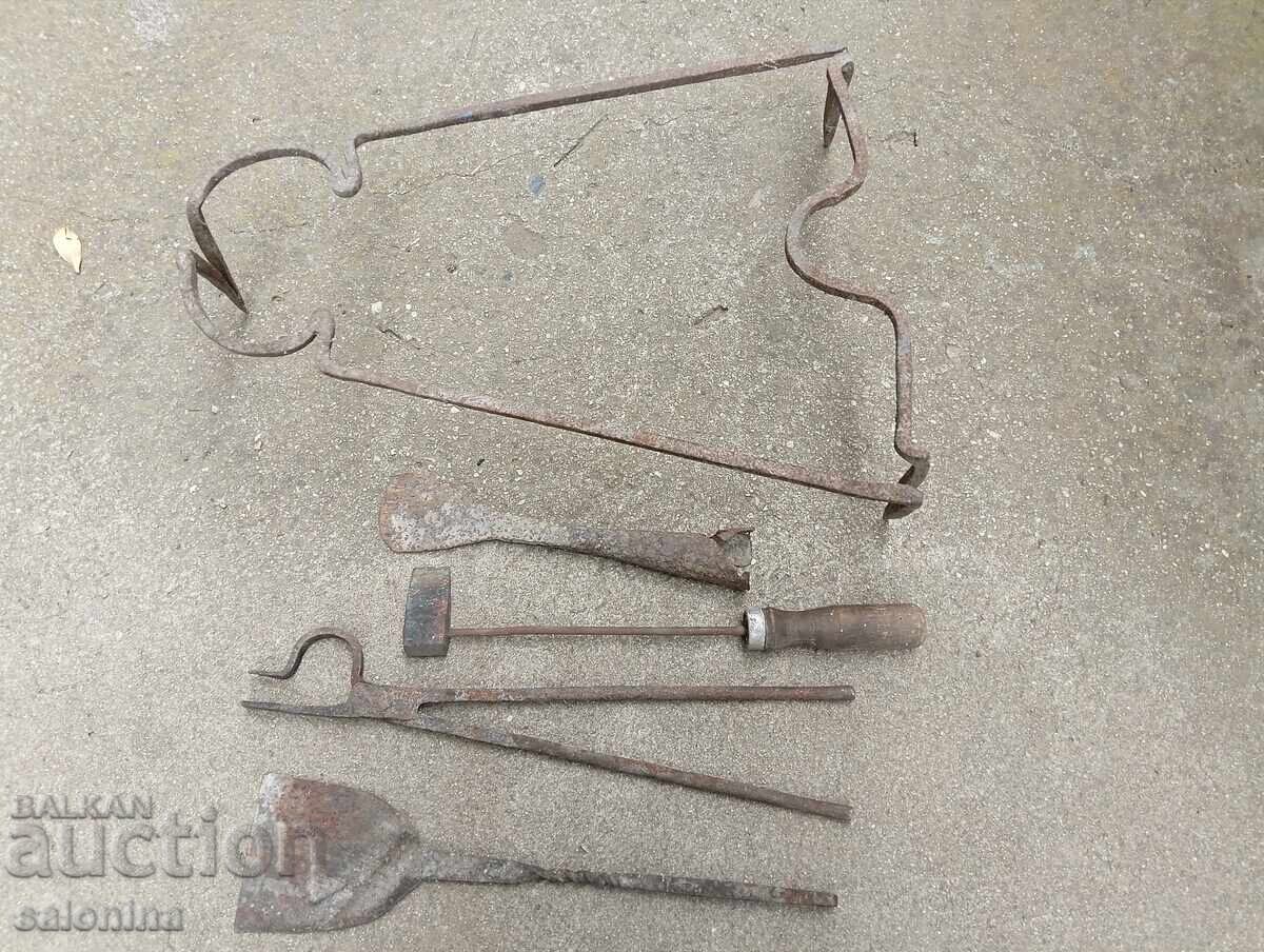 Old fireplace tools, wrought iron Old fireplace tools, wrought iron