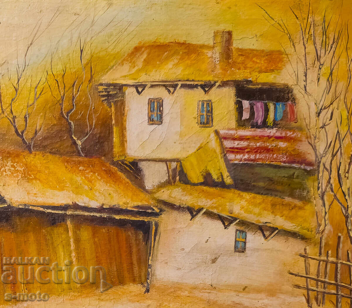 Oil painting landscape with a house - 6