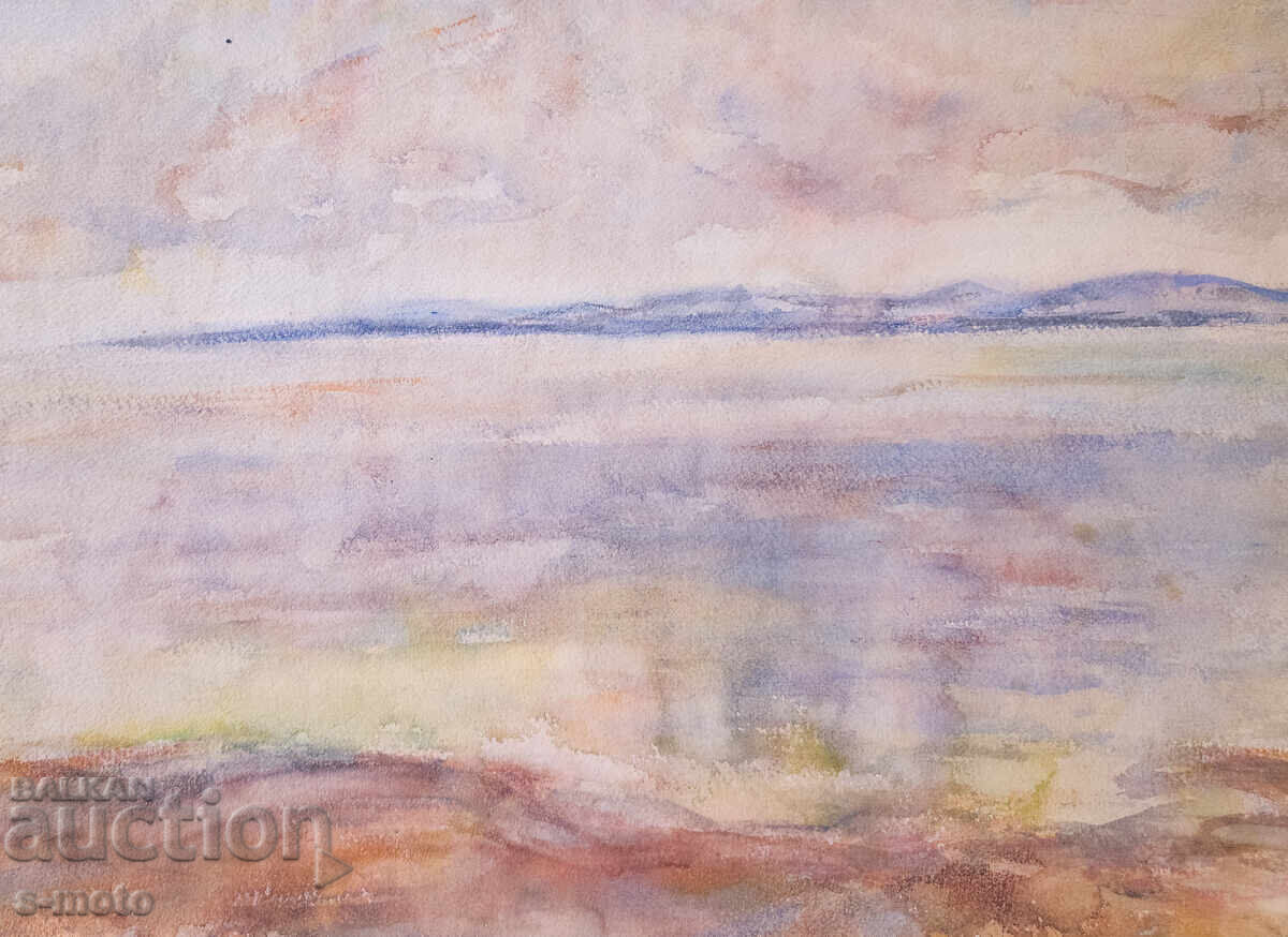 Pictură veche acuarelă peisaj - 5