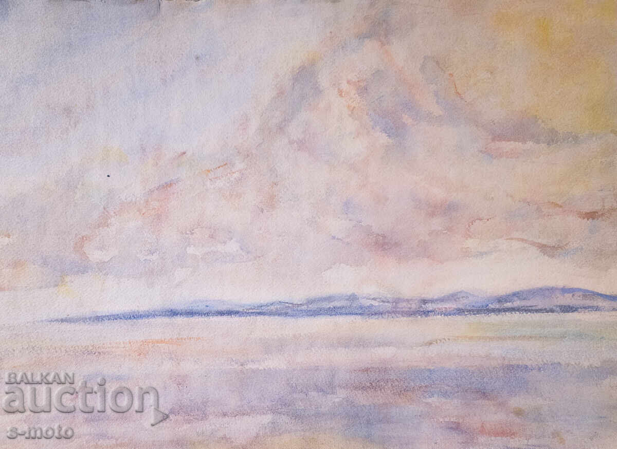 Pictură veche acuarelă peisaj - 6