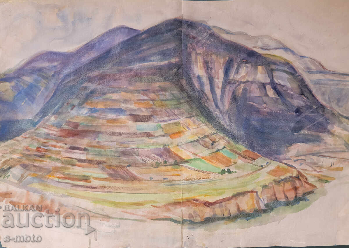 Pictură veche acuarelă peisaj cu preț 300.00 BGN | € 153.39