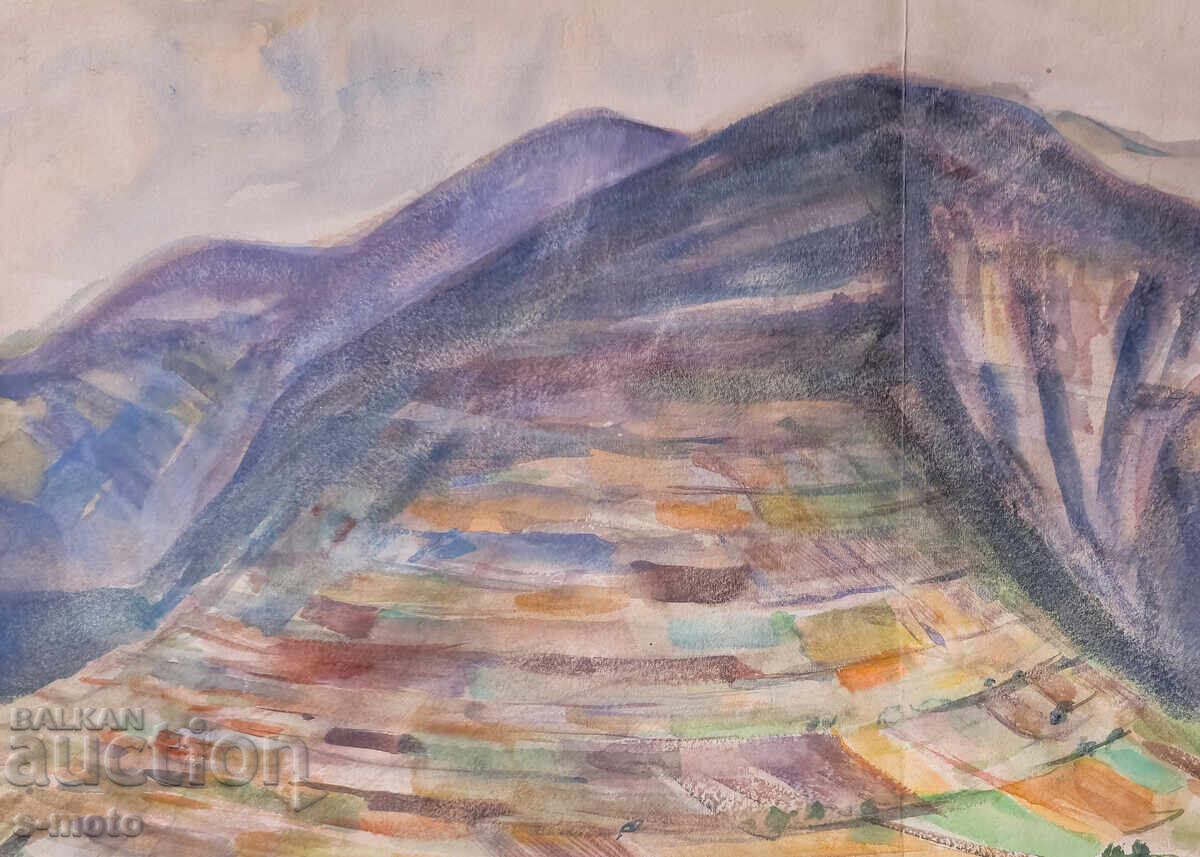 Licitație Pictură veche acuarelă peisaj