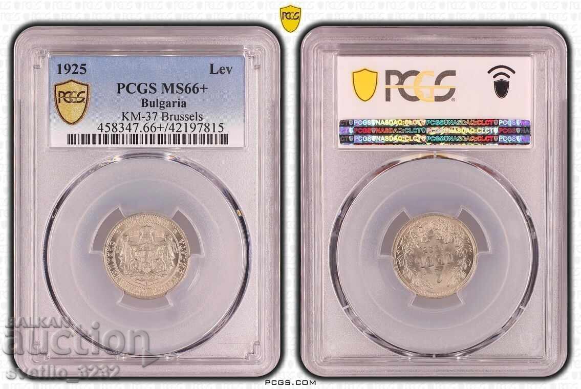 1 lev 1925 MS 66+ PCGS