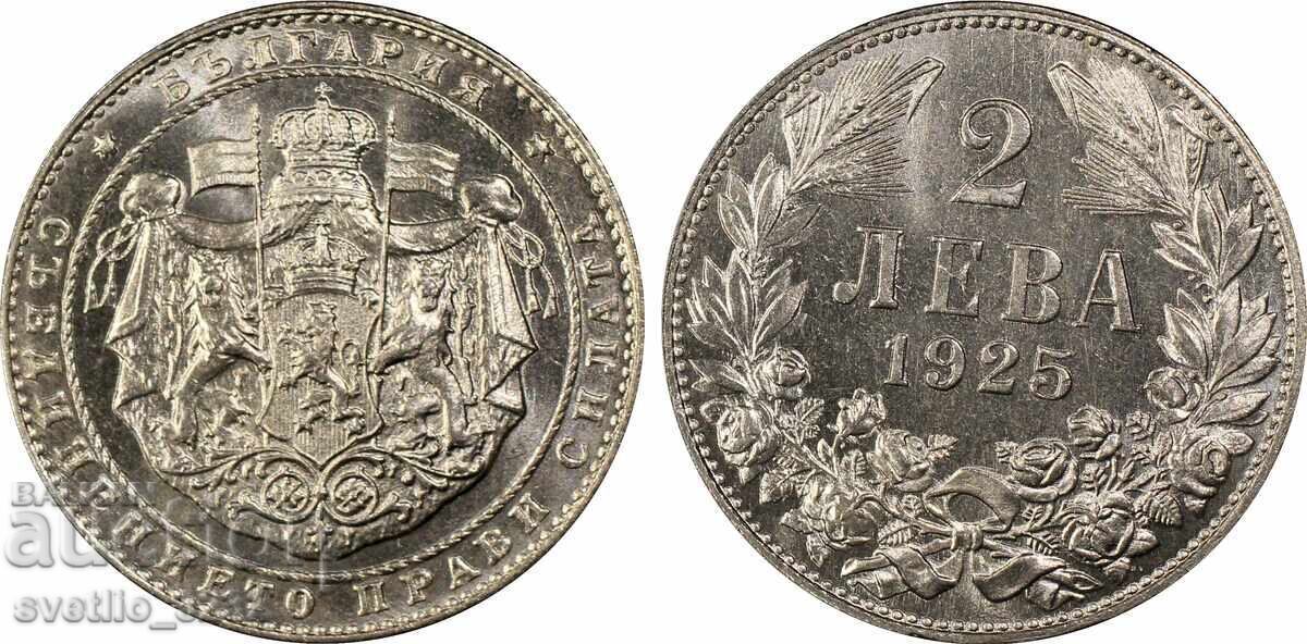 2 leva 1925 MS 66 PCGS