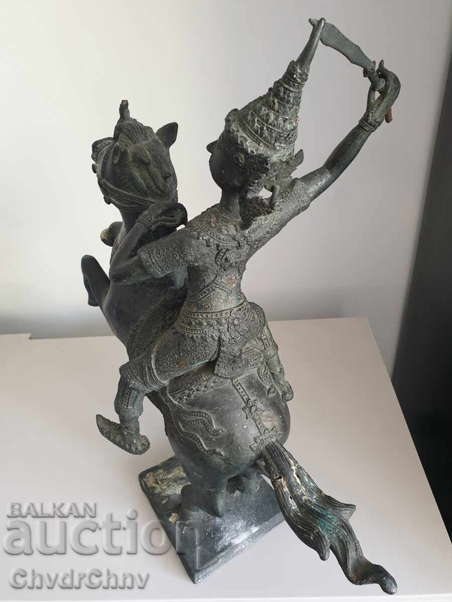 Old Asian Bronze Sculpture/Figure of God Arya on Horse - 5