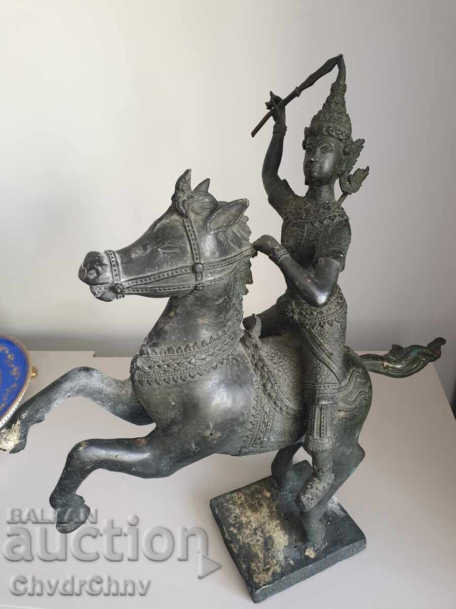 Old Asian Bronze Sculpture/Figure of God Arya on Horse