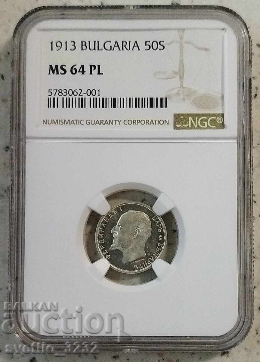 50 Stotinki 1913 MS 64 PL NGC
