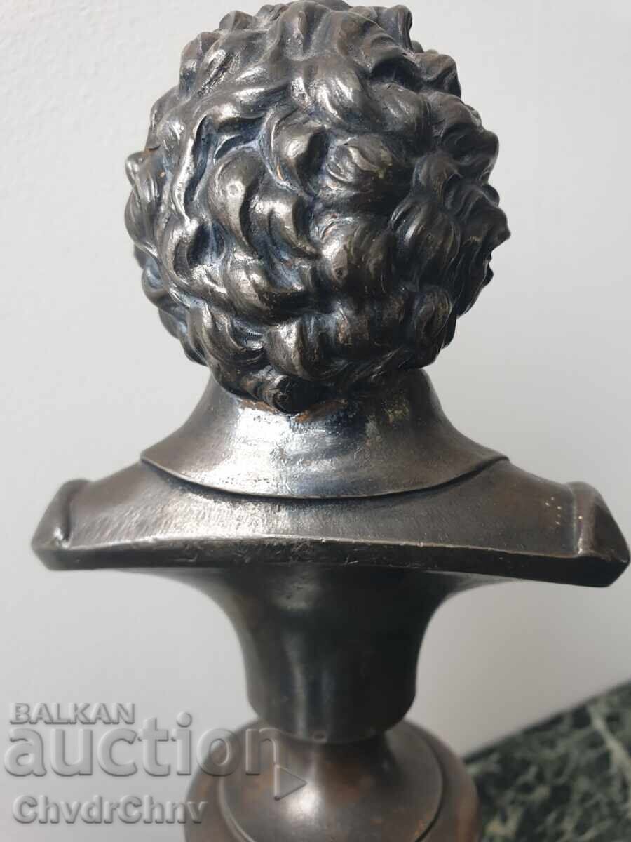 Pair of old silver-plated busts of Wagner-Beethoven/WMF - 6