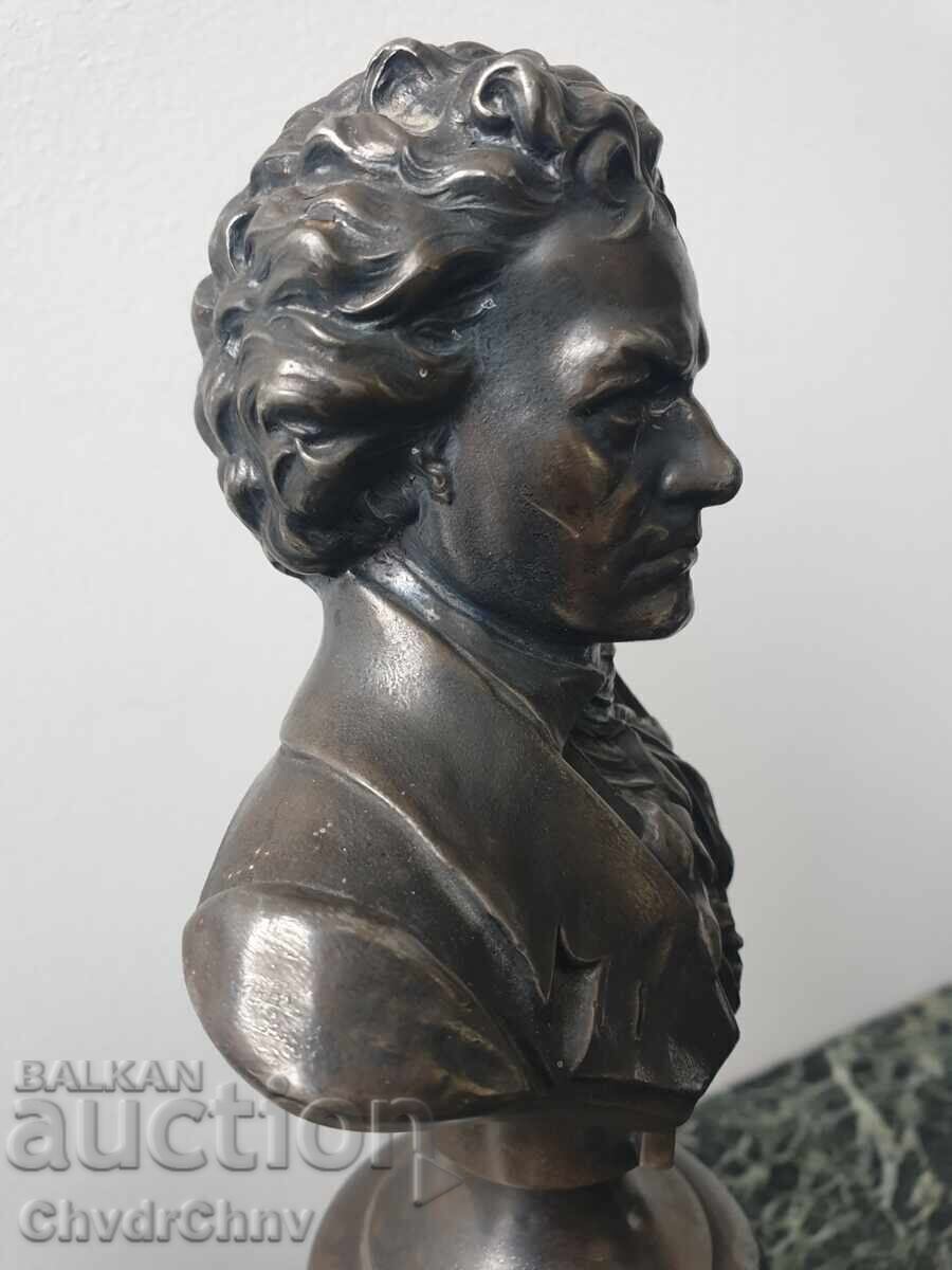 Pair of old silver-plated busts of Wagner-Beethoven/WMF - 7