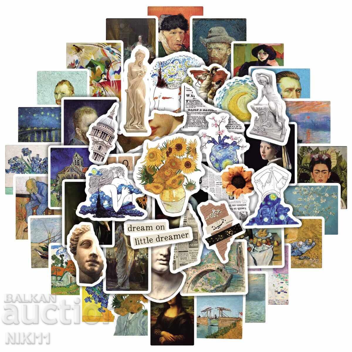 50 buc. autocolante tablouri ale artiștilor celebri, card cu preț 10.00 BGN | € 5.11 50 buc. autocolante tablouri ale artiștilor celebri, card cu preț 10.00 BGN | € 5.11