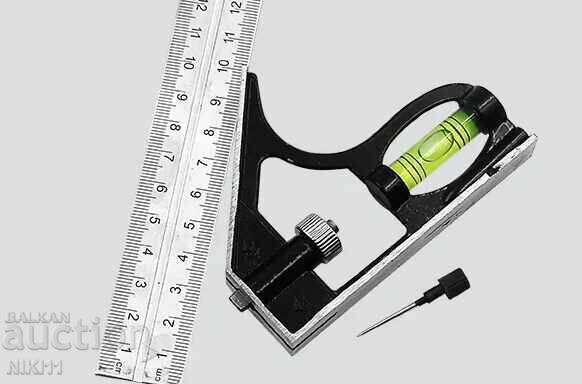 Auction  Metal right angle with level 30 cm, detail drawing