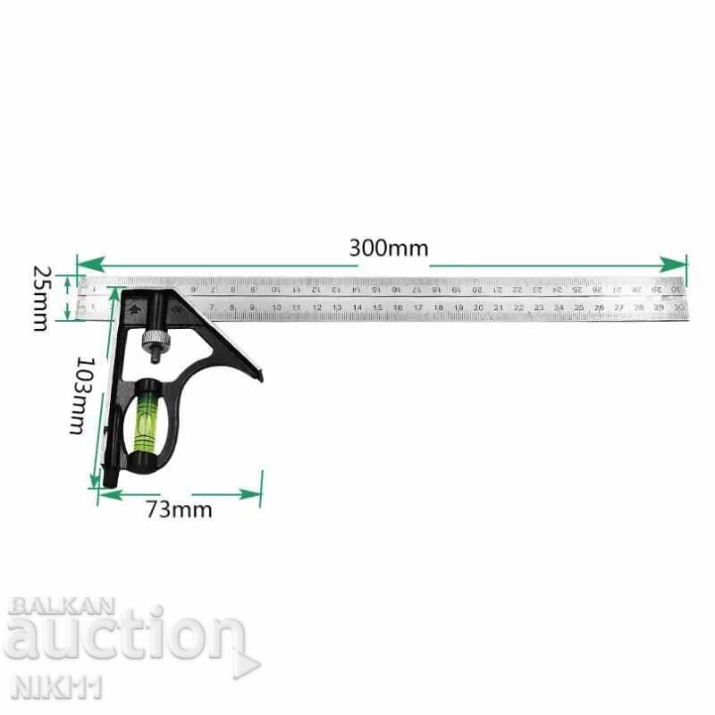 Delivery of Metal right angle with level 30 cm, detail drawing