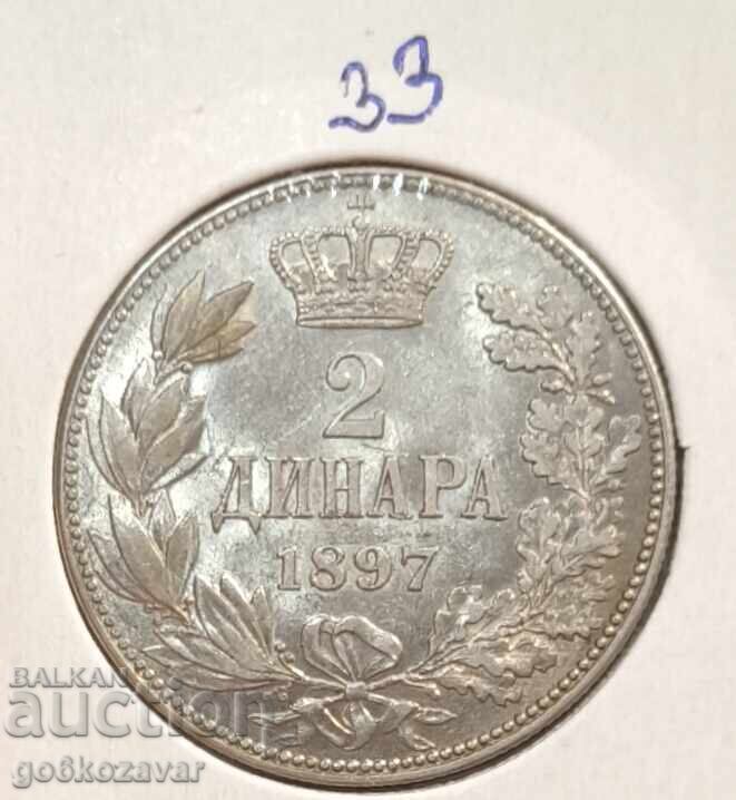 Auction Serbia 2 Dinara 1897 Silver! Top coin! Collection! Auction Serbia 2 Dinara 1897 Silver! Top coin! Collection!