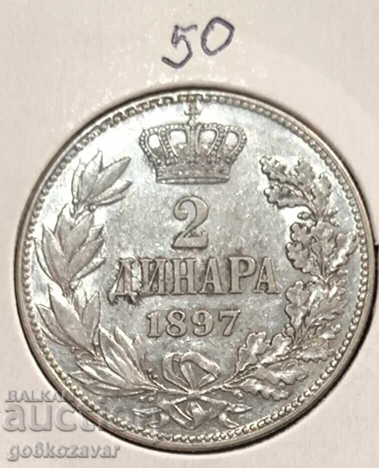 Σερβία 2 Δηνάρια 1897 Ασημένιο ! Κορυφαίο νόμισμα ! Συλλογή ! Σερβία 2 Δηνάρια 1897 Ασημένιο ! Κορυφαίο νόμισμα ! Συλλογή !