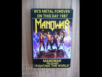 Placă metalică Manowar 1987 trupă heavy metal regii metalului