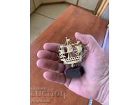 FIGURĂ SUVENIR CORABIE BRONZ LEMN