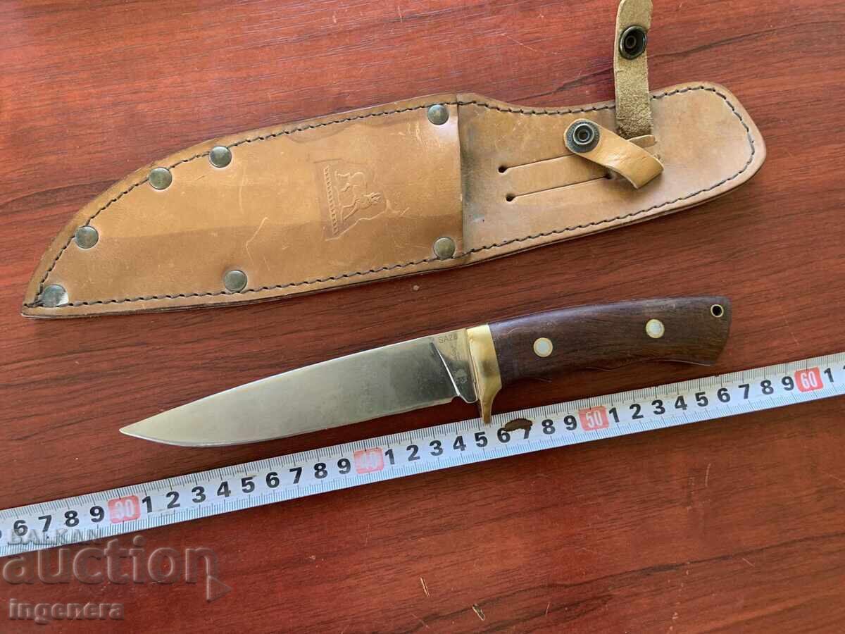 CUȚIT DE VÂNĂTOR VÂNĂTOR TEACĂ PIELE cu preț € 34.54 | 67.55 BGN