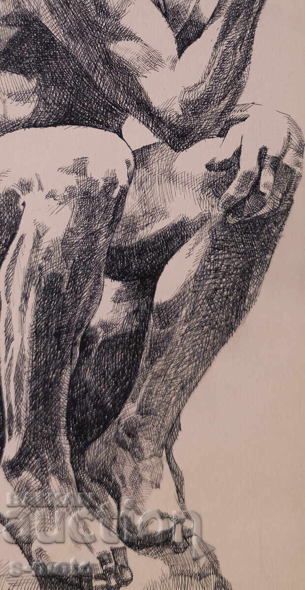 Γραφικά, φιγούρα με ανθρώπινη μορφή, ξηρή χάραξη, γυμνό σώμα - 5