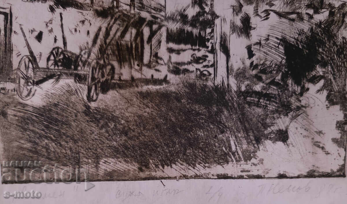Delivery of Peter Nenov graphics, drypoint, Landscape