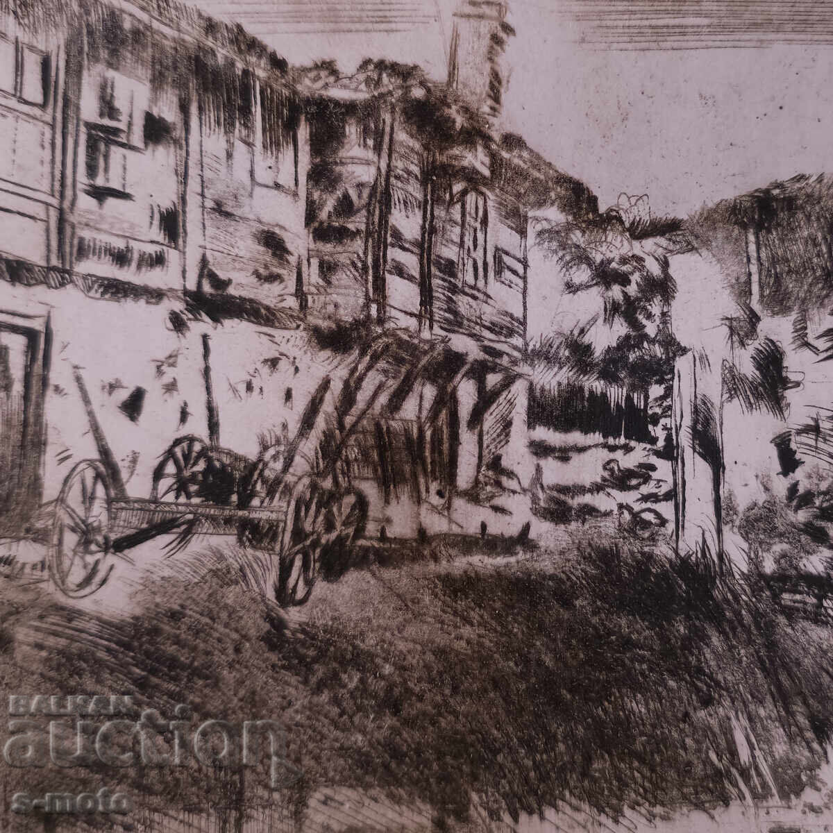 Peter Nenov graphics, drypoint, Landscape - 5