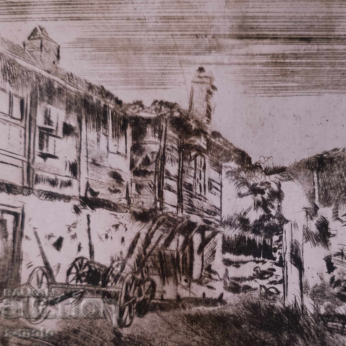 Peter Nenov graphics, drypoint, Landscape - 6