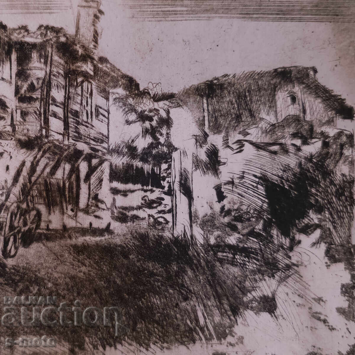 Peter Nenov graphics, drypoint, Landscape - 7