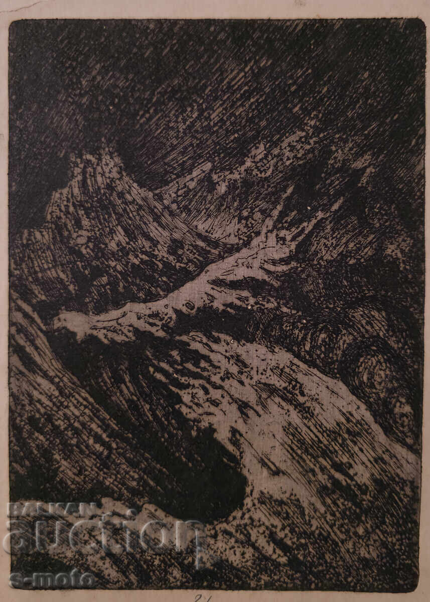 Παλιά χαρακτική, οξύγραφη θαλασσινά κύματα Παλιά χαρακτική, οξύγραφη θαλασσινά κύματα