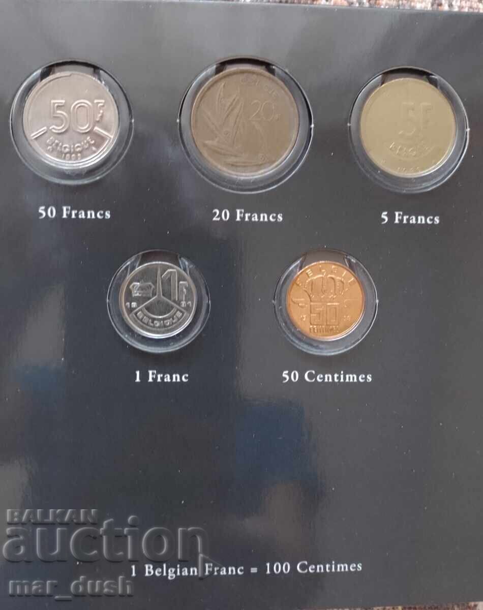 Auction  Belgium. Luxury album with coins before and after the euro