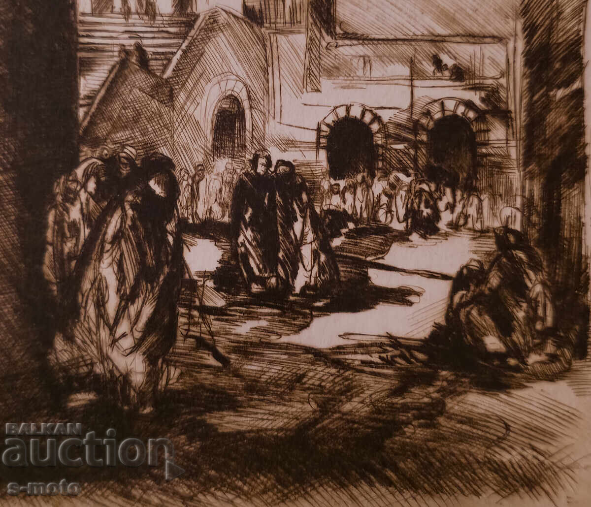 Стара графика, суха игла, Пазар - 6