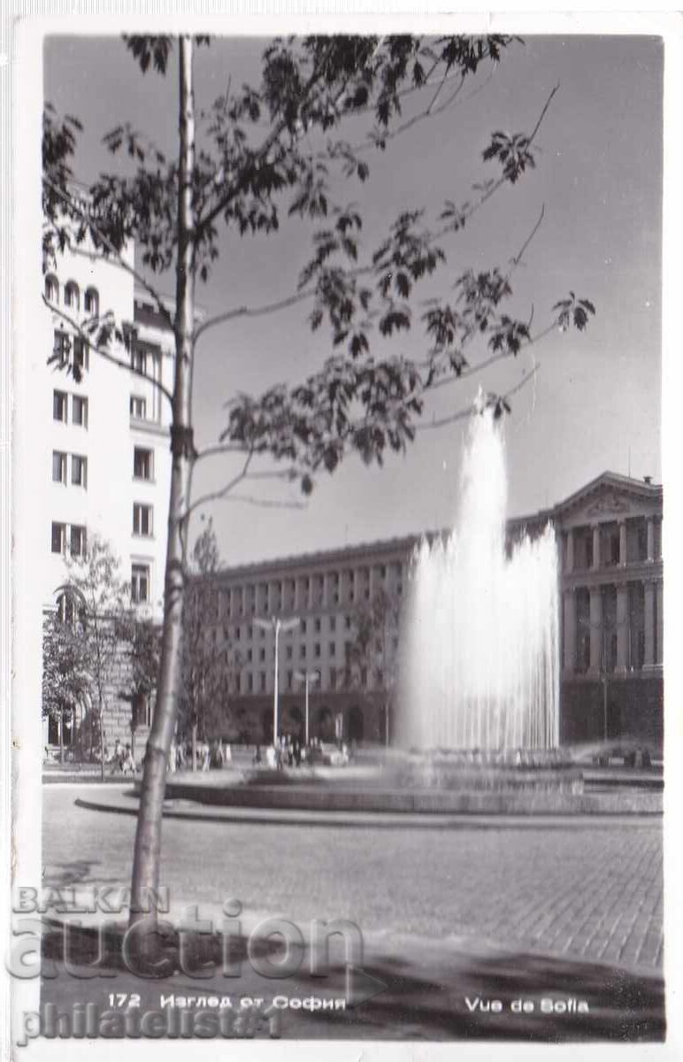СТАРА СОФИЯ ок. 1961 КАРТИЧКА Фонтана в центъра 472