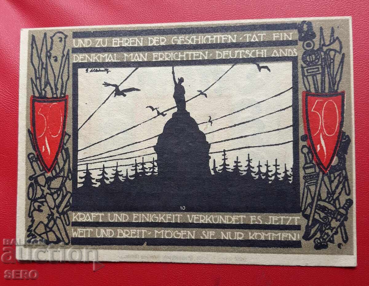 Банкнота-Германия-С.Рейн-Вестфалия-Детмолд-50 пфенига 1920 с цена 2.00 лв. | € 1.02