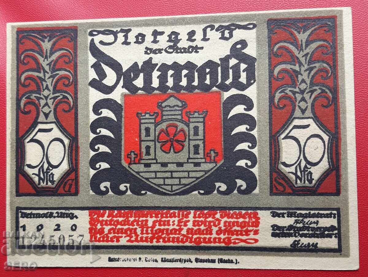 Банкнота-Германия-С.Рейн-Вестфалия-Детмолд-50 пфенига 1920