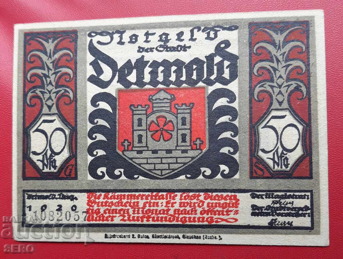 Τραπεζογραμμάτιο-Γερμανία-S.Rhein-Westphalia-Detmold-50 pfennig 1920 με τιμή 2.00 BGN | € 1.02