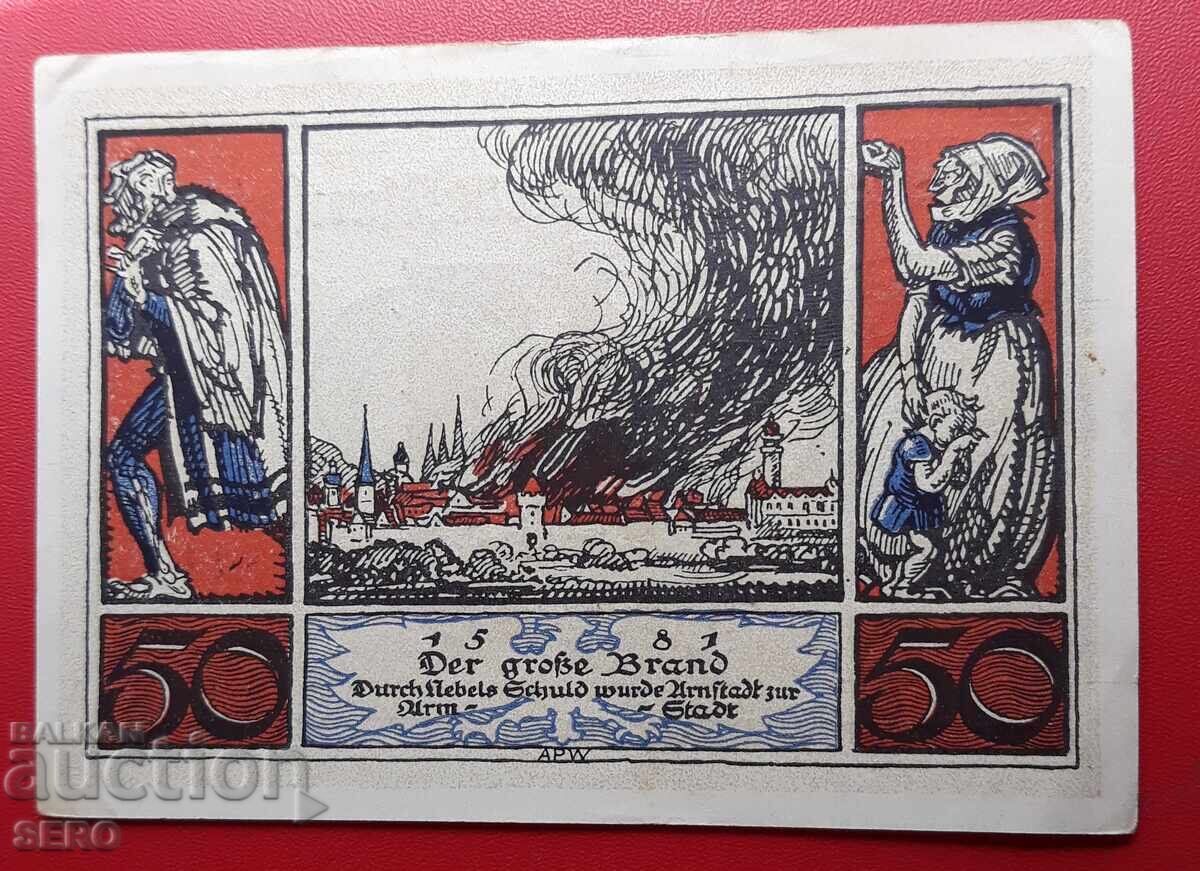 Banknote-Germany-Thuringia-Arnstadt-50 pfennig 1921