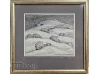 Aкварел от големият художник СТОЛЕТНИКА Сава Цоновски 11Н